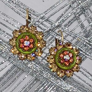 Liz Palacios Swarovski flower drop earrings